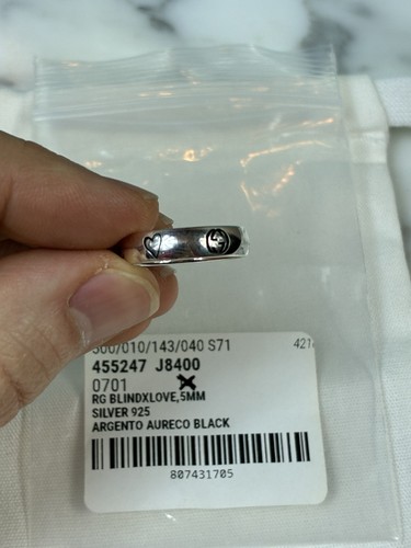 NWT Gucci Silver 925 Blind For Love GG Ring - IT Size 17 = 7.75 US