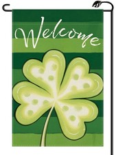 St Patrick's Day Lucky Shamrock Garden Flag 12x18 Inch Double Sided Yard Decor