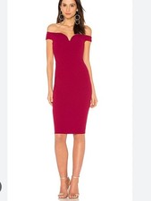 New - Nookie Elena Midi Dress Ruby Red Off the Shoulder small Formal