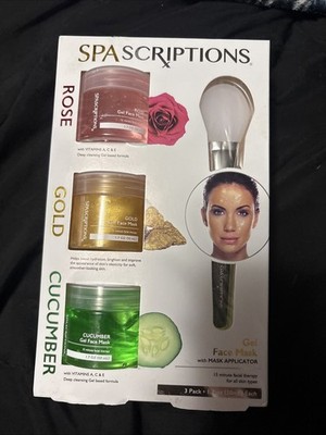 Spa Scriptions Gel Face Mask 3 Pack With Mask Applicator New