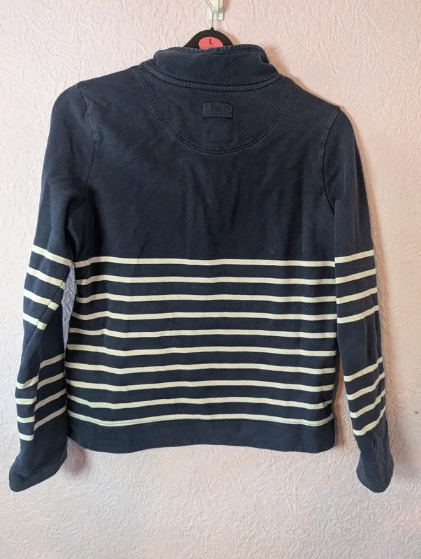Joules Striped Sweatshirt UK 14 Navy White Funnel Neck image 5