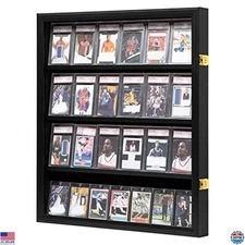 Lockable 24-Card Display Case - Wall-Mounted UV-Resistant Sports Card Holder