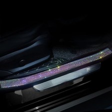 Car Door Sill Protector with Bling Rhinestones 2PCS Car 1.96"x 23.62" Colorful