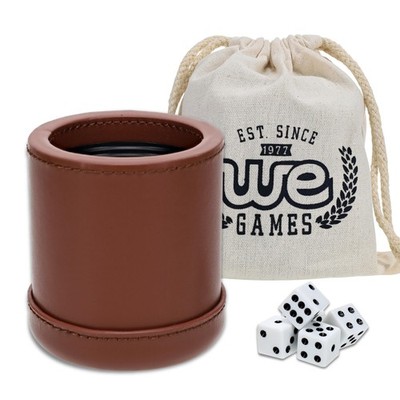 WE Games Cognac Brown Leather Dice Cup Set