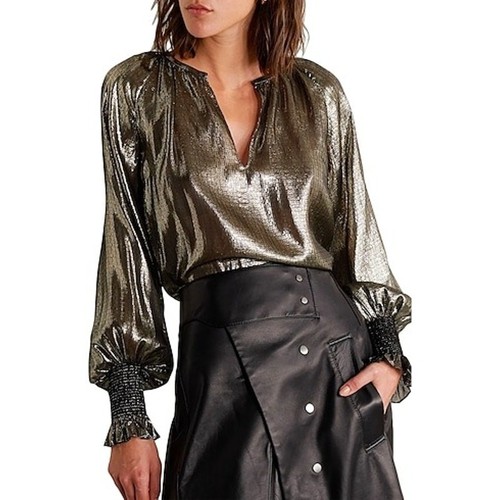 Derek Lam 10 Crosby Sz 0 Silk Blend Gold Metallic Blouse Ruffle Party Formal NYE - Picture 2 of 17