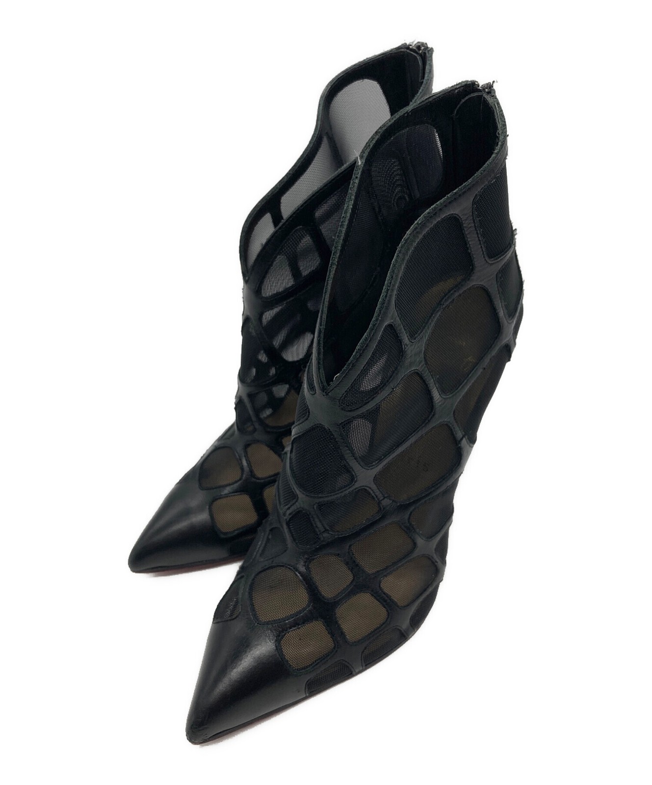 Christian Louboutin Bootie Boots Shoes EU 36.5 US 6.5 Mesh Black Authentic