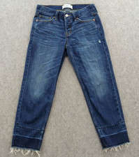 Abercrombie  Fitch Jeans Womens 25 Blue Boyfriend Straight Raw Hem Mid Rise