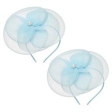 Fascinators Hats for Women, Tea Party Hat Mesh  2Pcs  Blue
