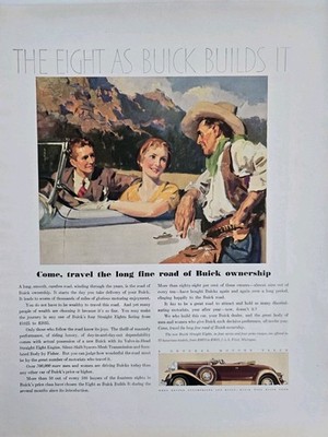 1931 Buick Eight Convertible Car cowboy vintage original Ad