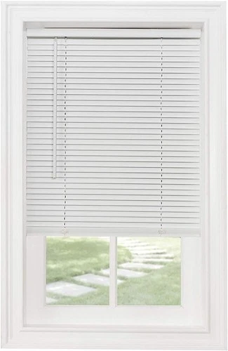 NEW CORDLESS WINDOW MINI BLINDS 1" SLATS VINYL BLACK WHITE VENETIAN BLINDS