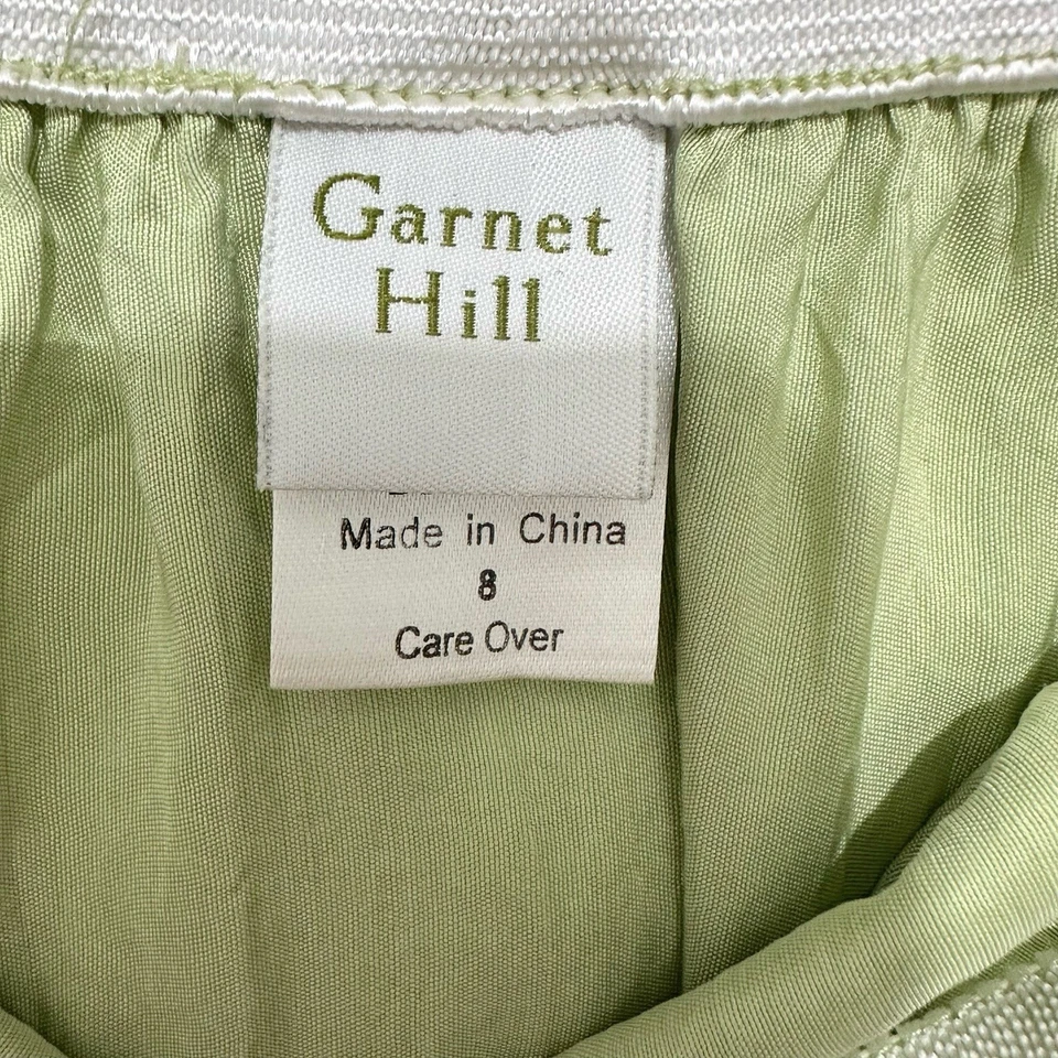 Garnet Hill Silk Tiered Midi Skirt Sage Green Women's Size 8 Boho Cottagecore - Image 3 of 4
