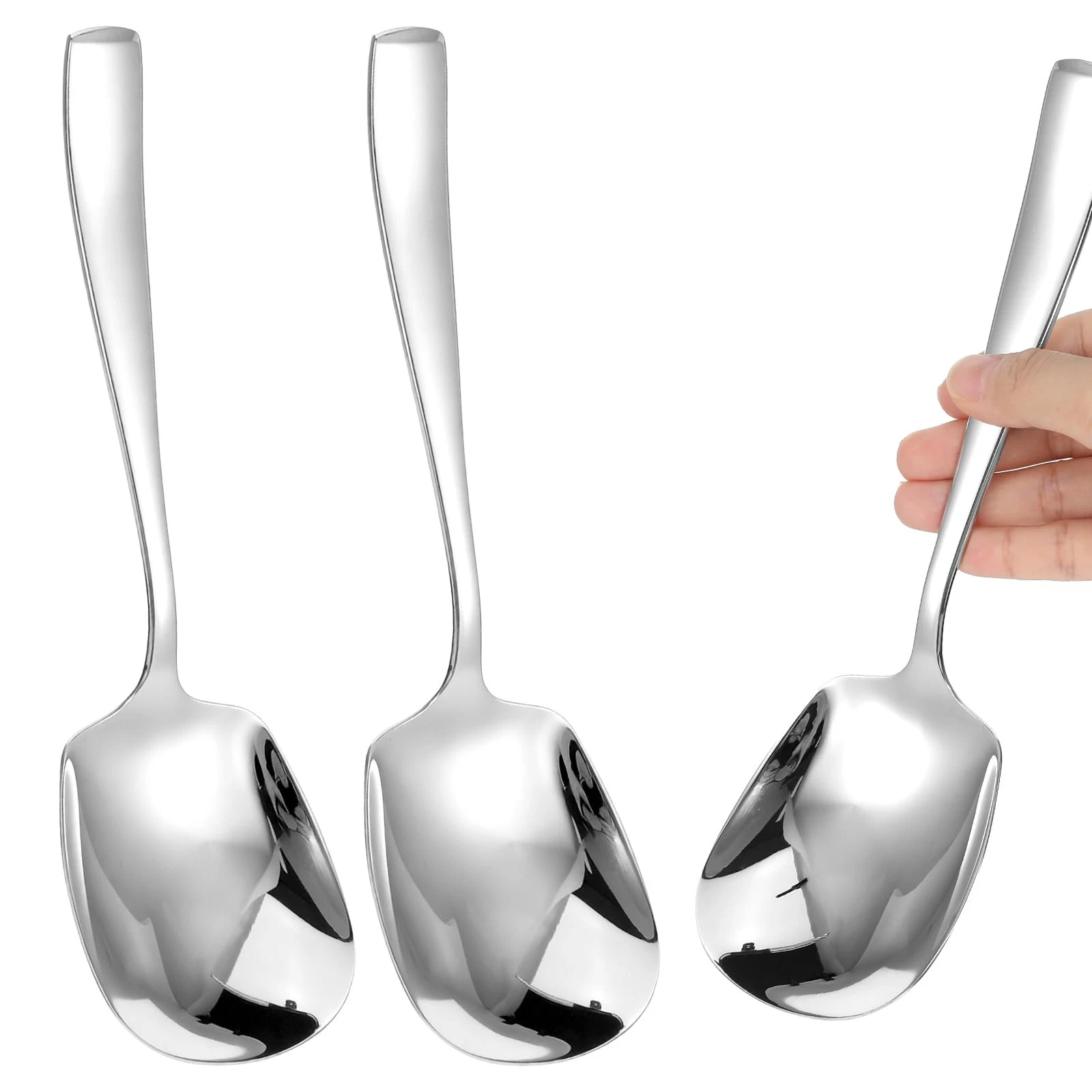 3 PCS 9.57x2.83 Inch Extra Large Stainless Steel Buffet Serving Spoons Set
Opens in a new window or