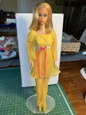 Vintage Mattel Mod Walk Lively Barbie 1972 In Lemon Kick Outfit Good Condition