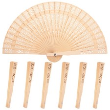 JOHOUSE Decorative Hand Fan Foldable, 6 Packs Folding Wooden Medium, Multi