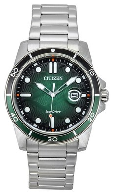 Citizen Marine Eco-Drive Edelstahl Grün Zifferblatt AW1811-82X 100M Herrenuhr