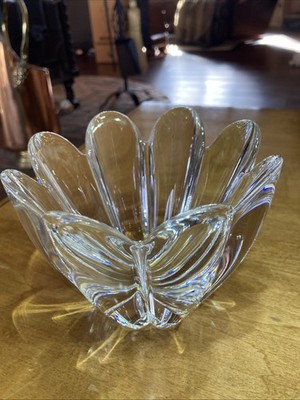 orrefors crystal bowl/candle Holder signed Swedish 1990