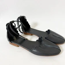 Elf Venus Leather Scalloped Flats Size 8