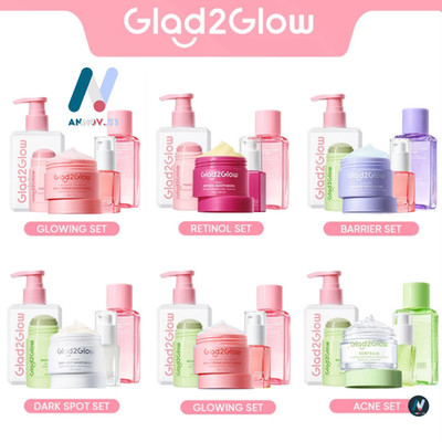 GLAD2GLOW 5in1 Cleanser Moisturizer Serum Toner Clay Mask Glow Acne Pore Redness