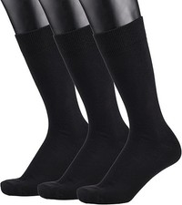 Men's Premium Soft Combed Cotton Trouser Dress Socks Seamless Toe Black