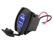 Universal Dual USB Charger Carling ARB Rocker Switch Blue LED Light