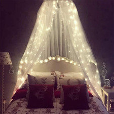 Bed Canopy with Lights,Mosquito Net Bed Canopy for Girls Canopy Bed Curtains Ful