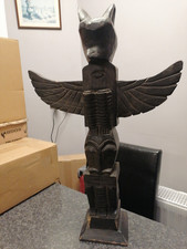21"Hand Carved African Style Winged Figure Sculpture Tribal Inspired Wooden Stat