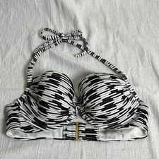 Vtg Victoria s Secret 34C Bandeau Halter Bikini Top UnderWired Gold Clasp