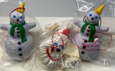 Jack in the Box Fast Food Santa Snowman Figure Christmas Ornament Lot of 3 New