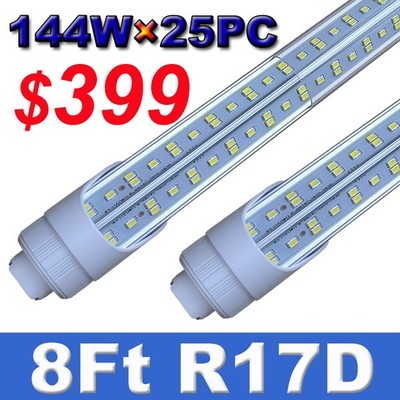 25Pack 8FT Led Shop Light T8 Rotatable R17D HO Base 8Foot Led Tube Light 144Watt