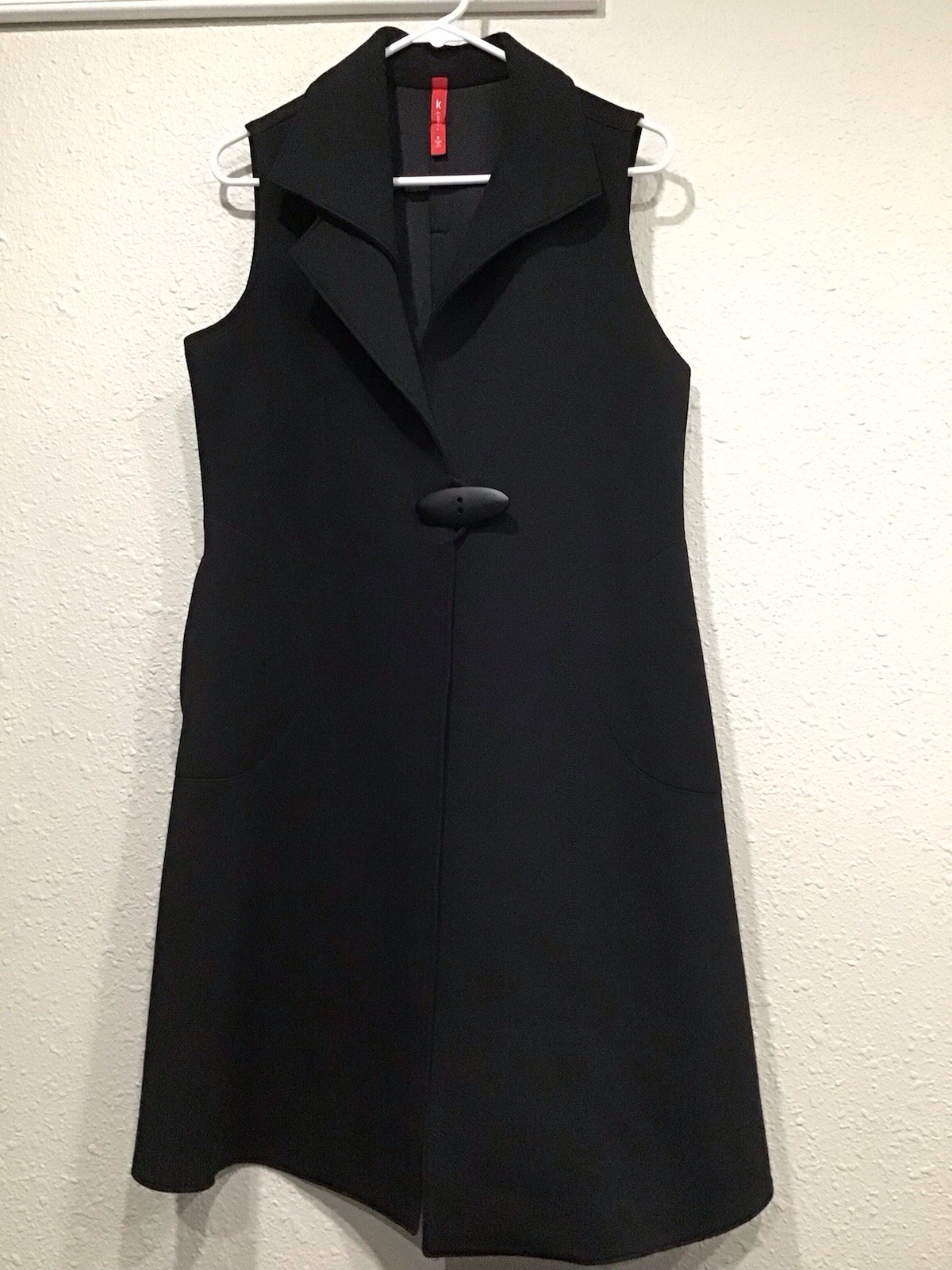 IC by Connie K Black Long Vest Women’s Size S | Sleeveless Coat Dressy Layering
