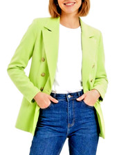 Green Women's Blazer Double Breasted Classic Jacket With Gold Buttons . preowned