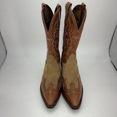 Tony Lama Boots Womens Size 7.5 Wingtip Brown Tan Leather Suede