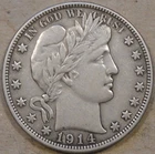 1914-S Barber Half Dollar 50c XF/AU Details as Pictured  L4-4