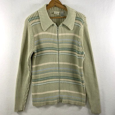 VTG Cherokee Womens Y2K Chunky Ribbed Zip Sweater Indie Soft Grunge Preppy 90s