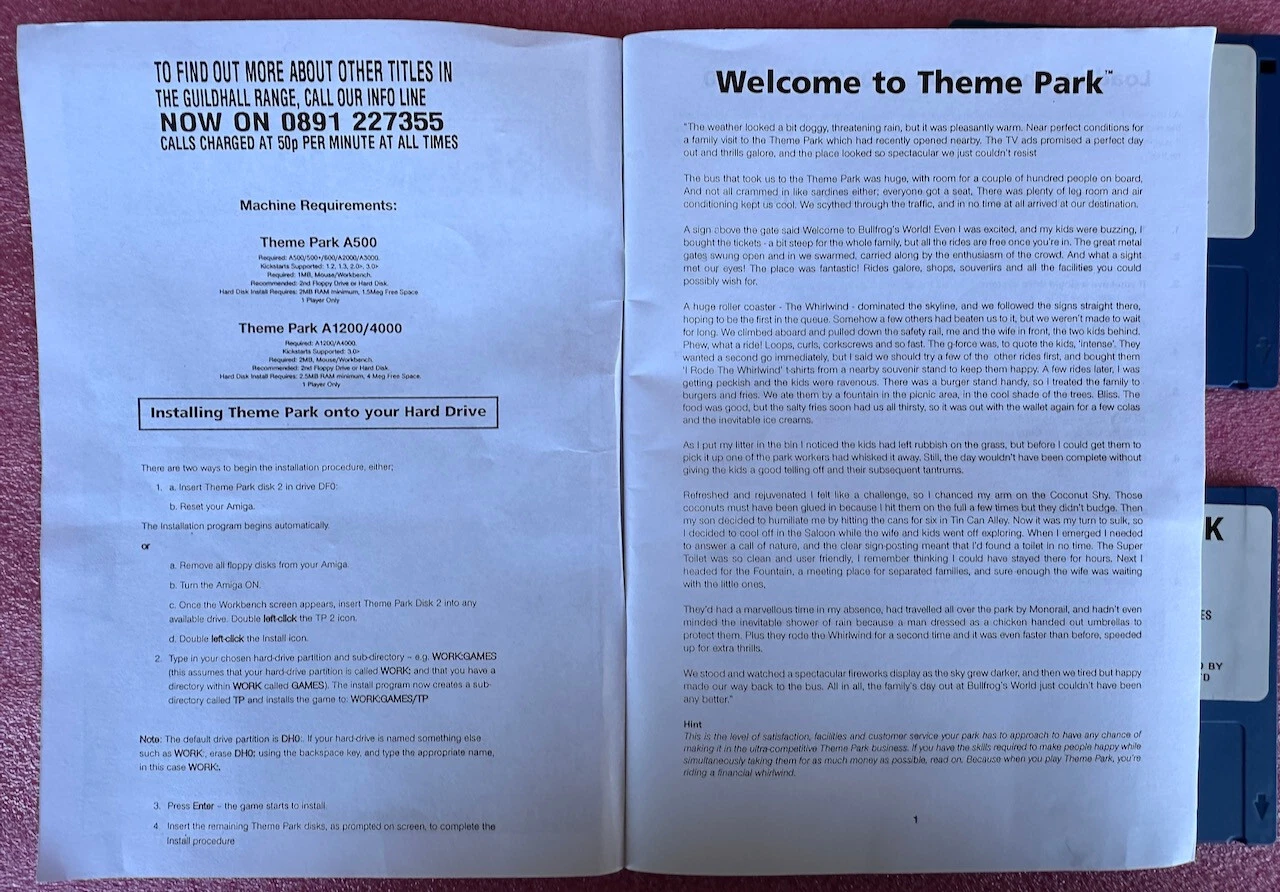 Additional photo for Unopened Commodore Amiga Theme Park Game – Rare Retro Classic