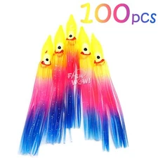 100pcs 4.75" Fishing Squid Skirts Octopus Trolling 12cm lures Hoochies Rainbow