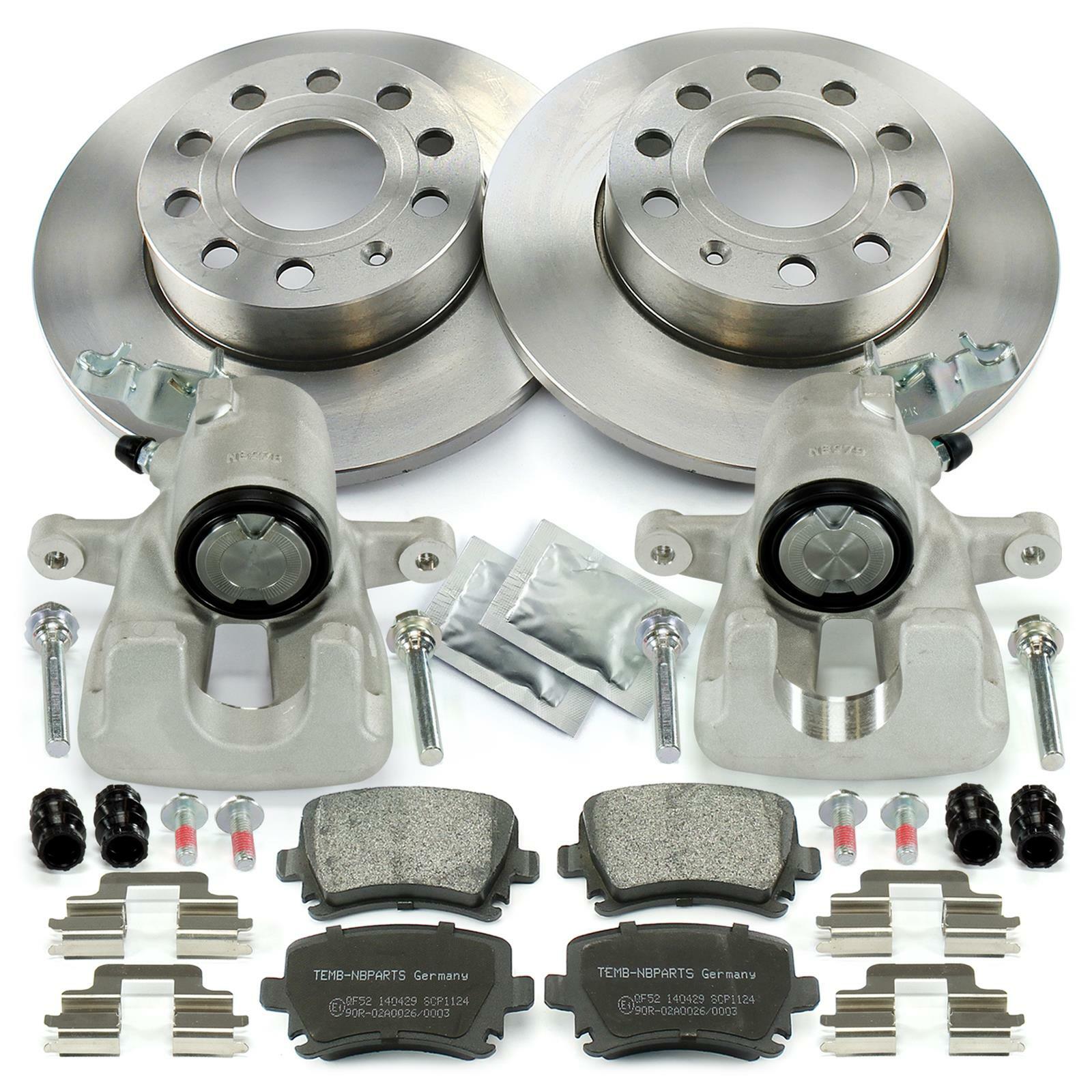 2x Bremssattel pfandfrei Bremsscheiben Bremsbeläge hinten für Audi  