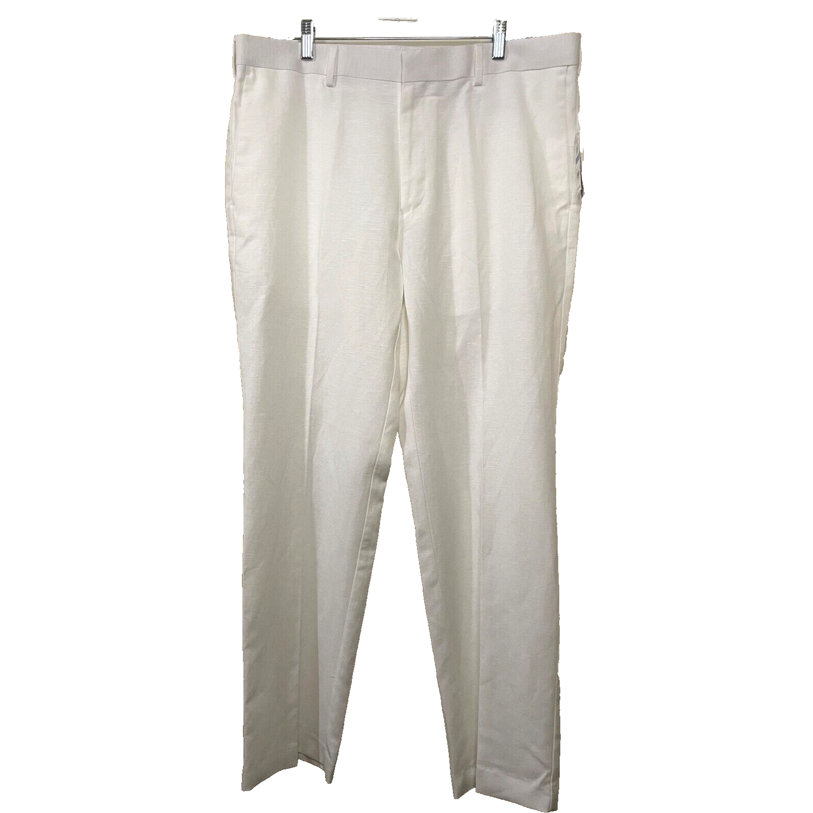 NWT Cubavera Men's White Flat Front Linen Blend Dress Trouser Pants W36 L32