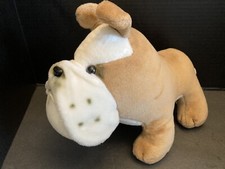 Vintage 1984 Dakin Bulldog Plush Stuffed Animal Tan White Puppy Dog