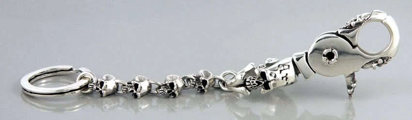 ЧЕРЕП 925 ПРОБЫ БРЕЛОК БУМАЖНИК РЕМЕНЬ ДЕРЖАТЕЛЬ МУЖСКОЙ БАЙКЕР РОК НОВЫЙ ТЯЖЕЛЫЙ - Изображение 3 из 4