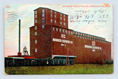 MINNEAPOLIS MN OLD 1908 VIEW OF MONARCH ELEVATOR CO. POSTCARD (H-23)
