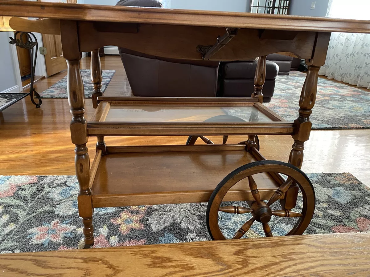 Antique Drop Leaf Table Cart Tea Server Bar Console End Side Vintage