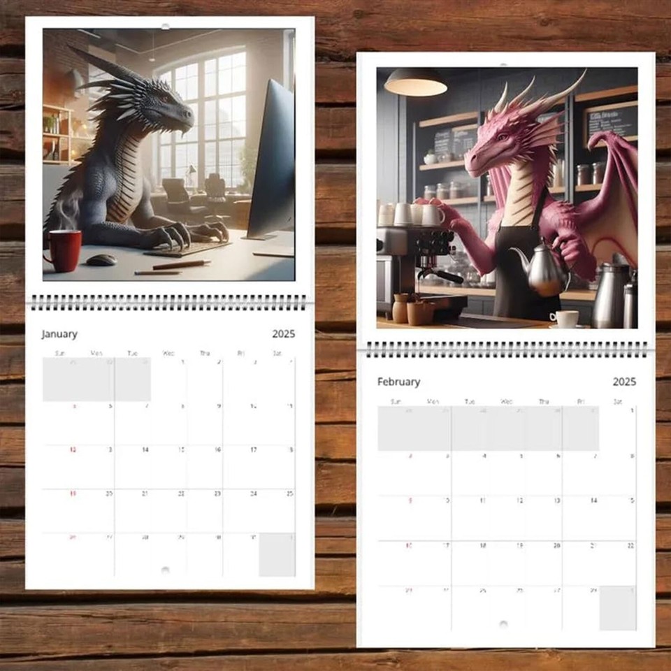 Dragons with Jobs 2025 Calendar, Dragons by 2025 Wall Calendar Office Home Decor | eBay