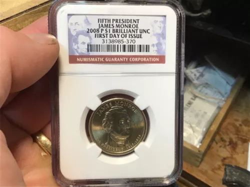2008-P James Monroe NGC Slab Presidential Dollars - 1st Day Issues 