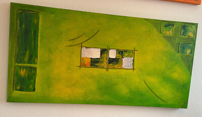 Großes Bild Acryl auf Leinen ''Abstract Green II'' von J. Gray handsigniert Unikat