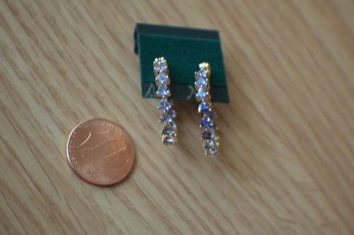 3.00ct Premium Tanzanite Inside Out Hoop Earrings ~ 14k YG over Fine Silver - Picture 9 of 9