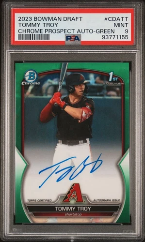 Tommy Troy 2023 Bowman Draft Chrome Prospects Green Ref RC Auto /99 Mint