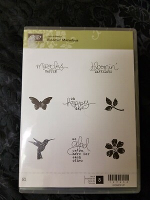Stampin Up Sale A Bration Bloomin Marvelous Clear Mount Stamps 129654 NEW 8 pc