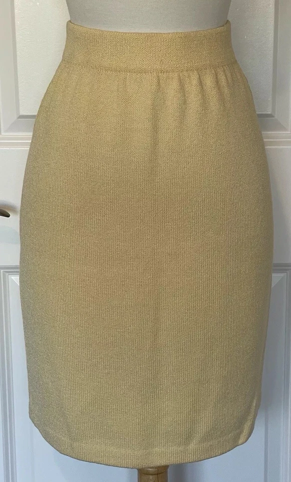 St John Light Yellow Knit Straight Skirt ~Sz 12~ ONE OF A KIND~ - Image 3 of 4