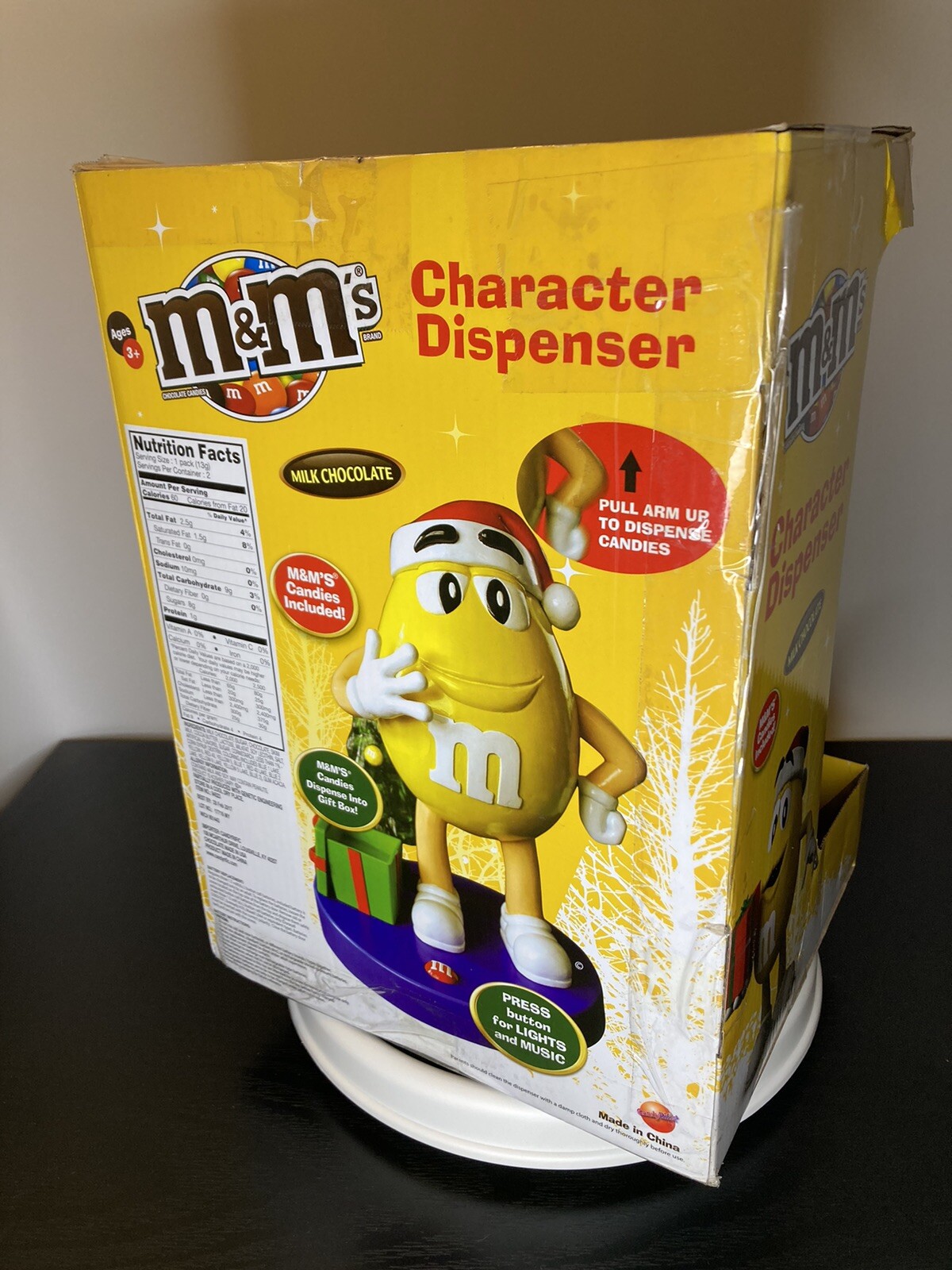 M&M's Christmas Yellow Candy Dispenser 2016 Limited Lights & Music